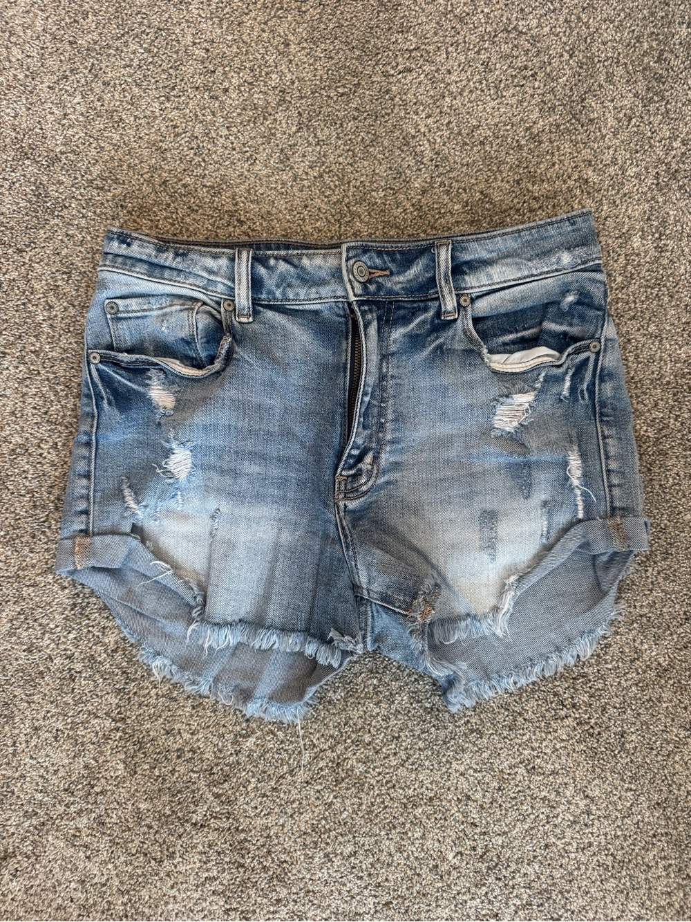 eunina Light Blue Distressed Denim Shorts